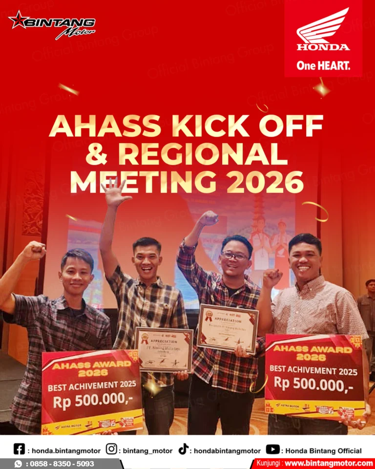 Tim Bintang Motor menerima penghargaan pada AHASS Kick Off and Regional Meeting 2026